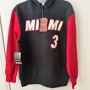 Mitchell & Ness NBA Miami HEAT WADE Black and Red Hoodie S NWT